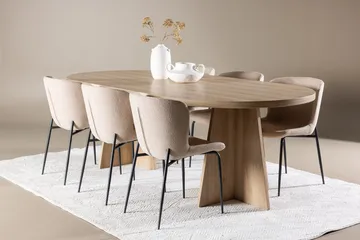 Oval matgrupp Venture Home Beige Natur 6st - Møbler - Bord - Spisegrupper