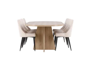 Oval matgrupp Venture Home Beige Natur 6st - Møbler - Bord - Spisegrupper