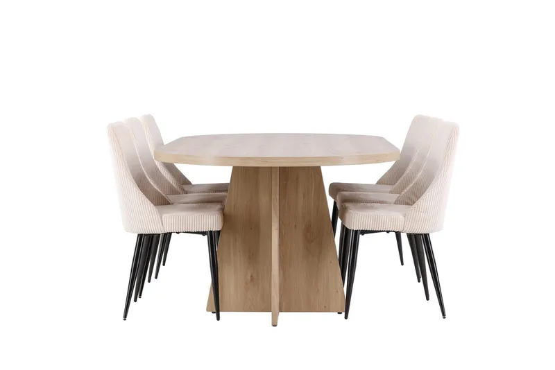 Oval matgrupp Venture Home Beige Natur 6st - Møbler - Bord - Spisegrupper