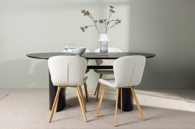Oval matgrupp Venture Home Beige Svart 4st