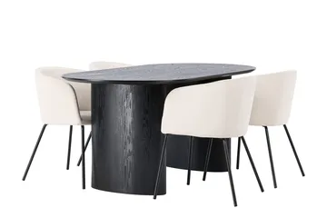 Oval matgrupp Venture Home Beige Svart 4st - Møbler - Bord - Spisegrupper