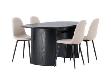 Oval matgrupp Venture Home Beige Svart 4st - Møbler - Bord - Spisegrupper