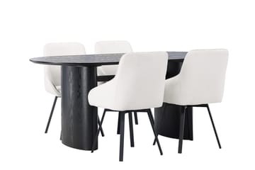 Oval matgrupp Venture Home Beige Svart 4st - Møbler - Bord - Spisegrupper
