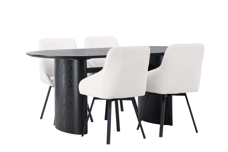 Oval matgrupp Venture Home Beige Svart 4st - Møbler - Bord - Spisegrupper