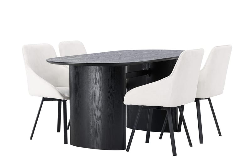 Oval matgrupp Venture Home Beige Svart 4st - Møbler - Bord - Spisegrupper