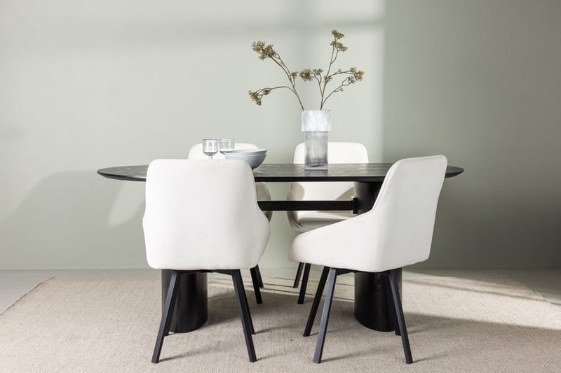 Oval matgrupp Venture Home Beige Svart 4st