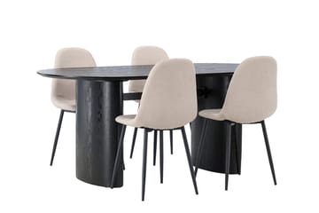 Oval matgrupp Venture Home Beige Svart 4st - Møbler - Bord - Spisegrupper
