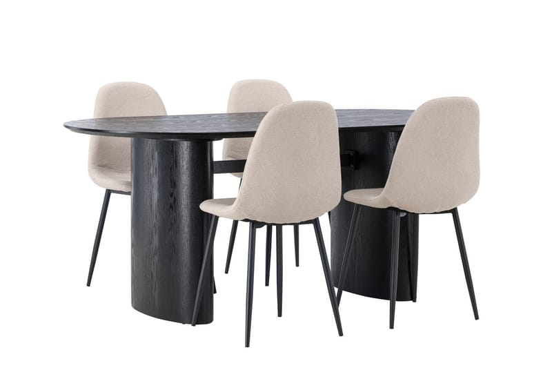 Oval matgrupp Venture Home Beige Svart 4st - Møbler - Bord - Spisegrupper