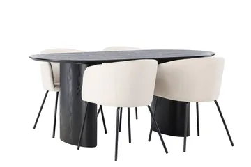 Oval matgrupp Venture Home Beige Svart 4st - Møbler - Bord - Spisegrupper