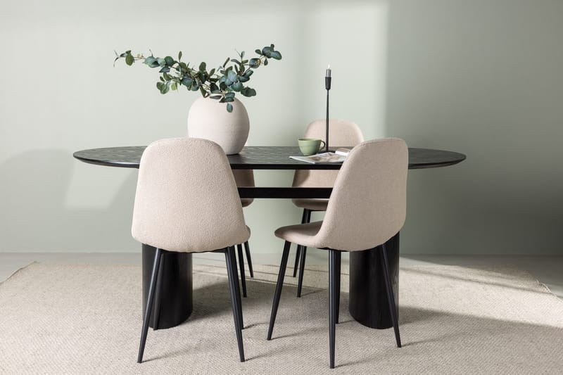 Oval matgrupp Venture Home Beige Svart 4st
