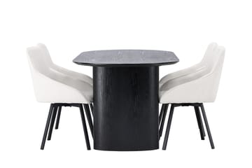 Oval matgrupp Venture Home Beige Svart 4st - Møbler - Bord - Spisegrupper