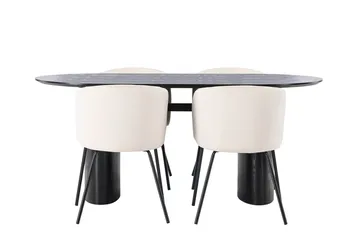 Oval matgrupp Venture Home Beige Svart 4st - Møbler - Bord - Spisegrupper