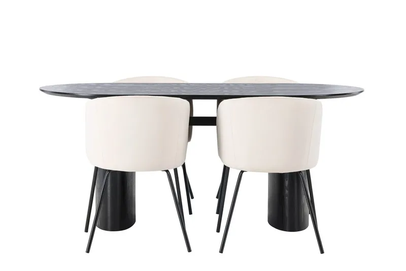 Oval matgrupp Venture Home Beige Svart 4st - Møbler - Bord - Spisegrupper