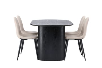 Oval matgrupp Venture Home Beige Svart 4st - Møbler - Bord - Spisegrupper