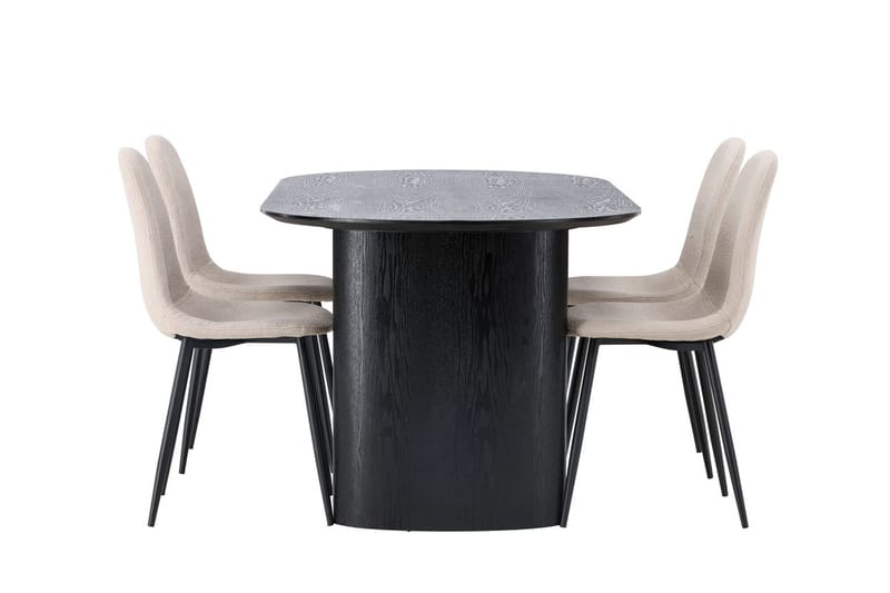 Oval matgrupp Venture Home Beige Svart 4st - Møbler - Bord - Spisegrupper