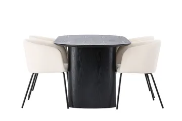 Oval matgrupp Venture Home Beige Svart 4st - Møbler - Bord - Spisegrupper