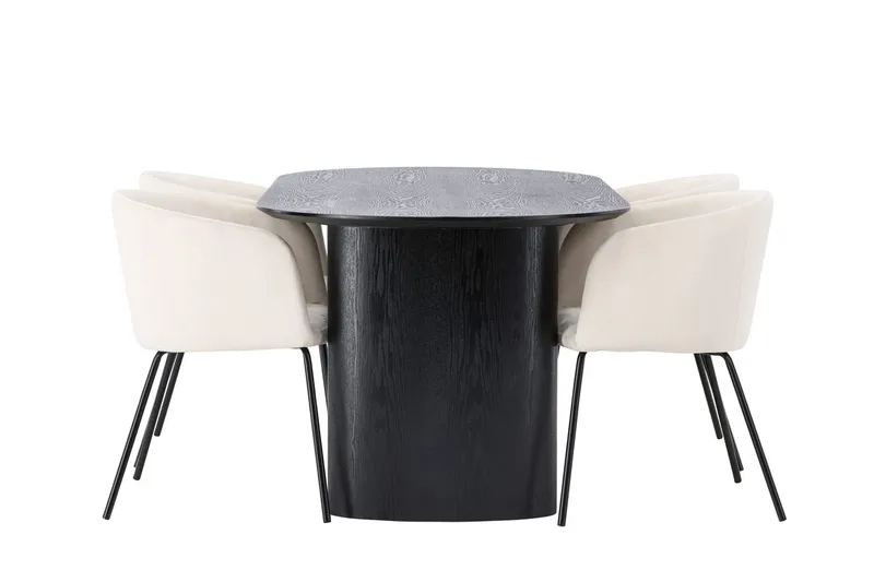 Oval matgrupp Venture Home Beige Svart 4st - Møbler - Bord - Spisegrupper