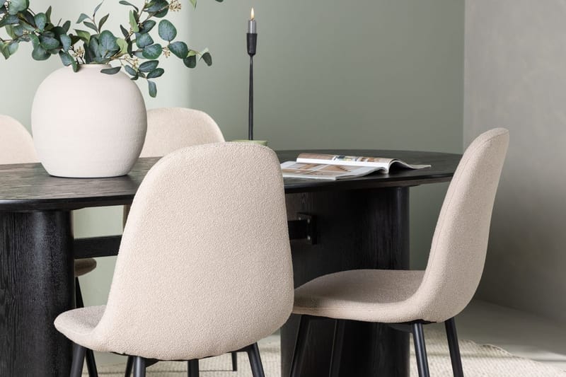 Oval matgrupp Venture Home Beige Svart 4st - Møbler - Bord - Spisegrupper