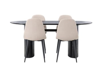 Oval matgrupp Venture Home Beige Svart 4st - Møbler - Bord - Spisegrupper