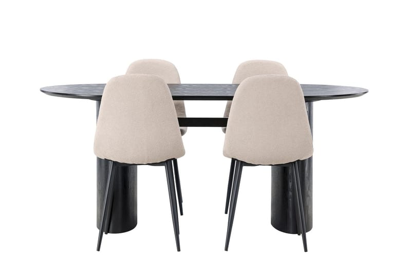Oval matgrupp Venture Home Beige Svart 4st - Møbler - Bord - Spisegrupper