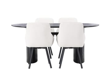 Oval matgrupp Venture Home Beige Svart 4st - Møbler - Bord - Spisegrupper