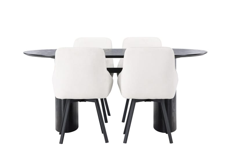 Oval matgrupp Venture Home Beige Svart 4st - Møbler - Bord - Spisegrupper