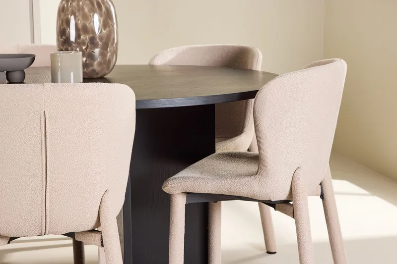 Oval matgrupp Venture Home Beige Svart 6st