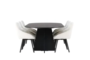 Oval matgrupp Venture Home Beige Svart 6st - Møbler - Bord - Spisegrupper