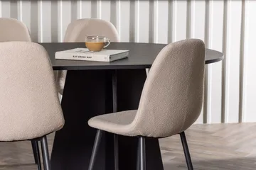 Oval matgrupp Venture Home Beige Svart 6st - Møbler - Bord - Spisegrupper