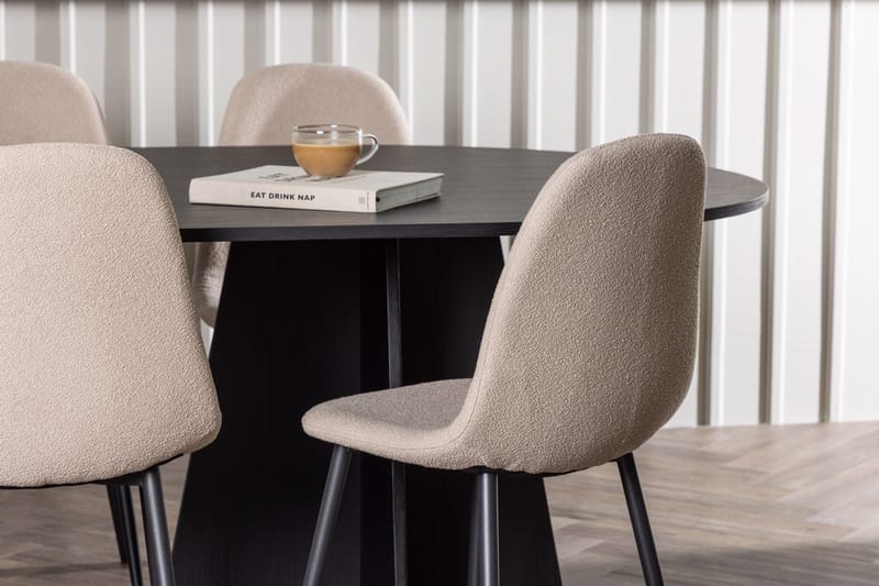 Oval matgrupp Venture Home Beige Svart 6st - Møbler - Bord - Spisegrupper