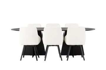 Oval matgrupp Venture Home Beige Svart 6st - Møbler - Bord - Spisegrupper