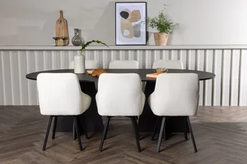Oval matgrupp Venture Home Beige Svart 6st - Møbler - Bord - Spisegrupper