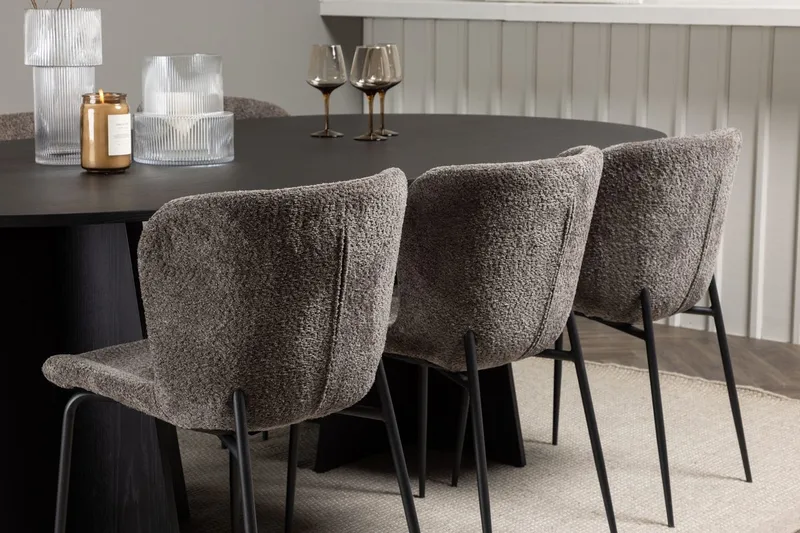 Oval matgrupp Venture Home Beige Svart 6st - Møbler - Bord - Spisegrupper