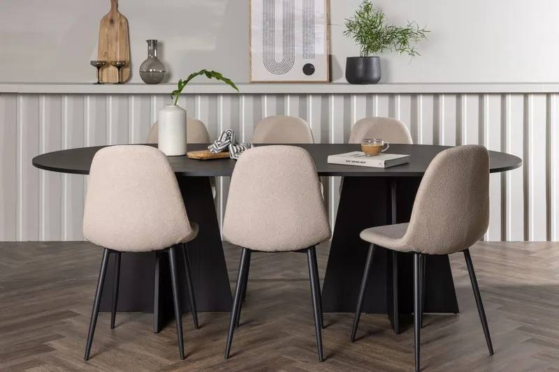 Oval matgrupp Venture Home Beige Svart 6st