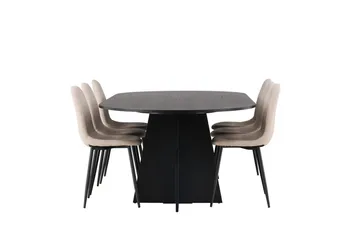 Oval matgrupp Venture Home Beige Svart 6st - Møbler - Bord - Spisegrupper