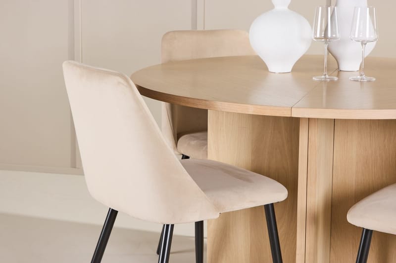Oval matgrupp Venture Home Beige Vitputsad 4st - Møbler - Bord - Spisegrupper