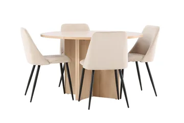 Oval matgrupp Venture Home Beige Vitputsad 4st - Møbler - Bord - Spisegrupper