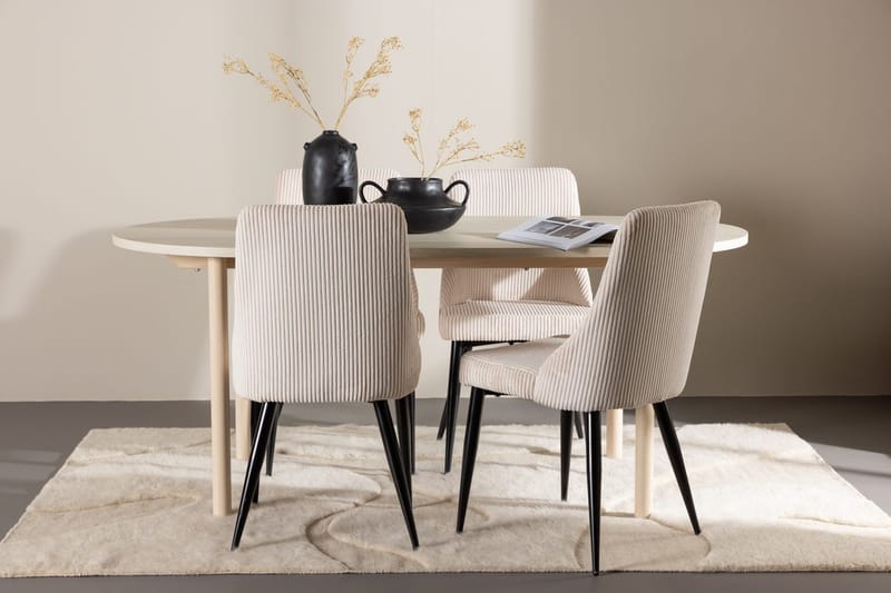 Oval matgrupp Venture Home Beige Vitputsad 4st