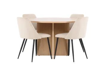 Oval matgrupp Venture Home Beige Vitputsad 4st - Møbler - Bord - Spisegrupper