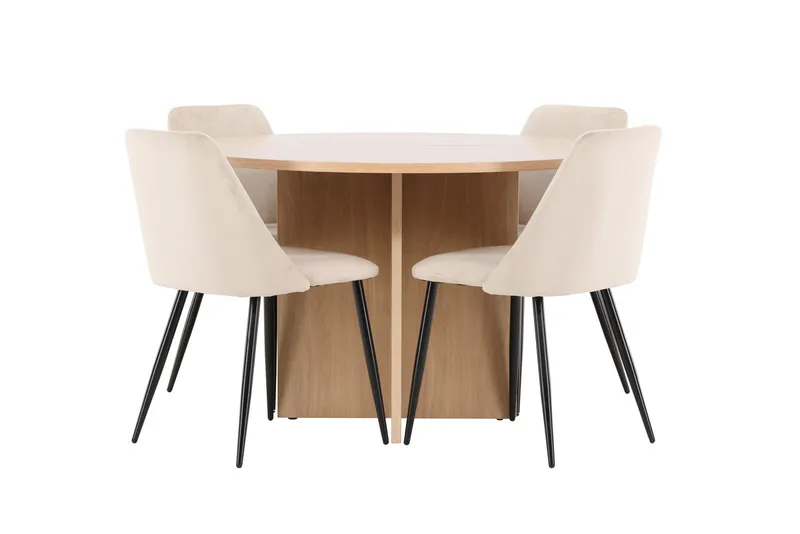 Oval matgrupp Venture Home Beige Vitputsad 4st - Møbler - Bord - Spisegrupper