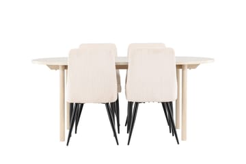 Oval matgrupp Venture Home Beige Vitputsad 4st - Møbler - Bord - Spisegrupper
