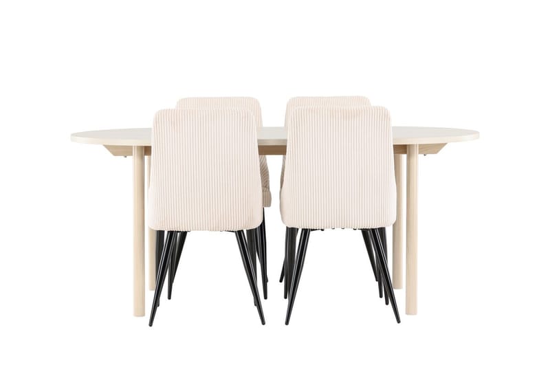 Oval matgrupp Venture Home Beige Vitputsad 4st - Møbler - Bord - Spisegrupper