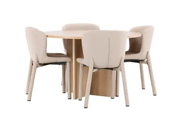 Oval matgrupp Venture Home Beige Vitputsad 4st - Møbler - Bord - Spisegrupper