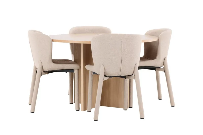 Oval matgrupp Venture Home Beige Vitputsad 4st - Møbler - Bord - Spisegrupper