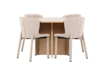 Oval matgrupp Venture Home Beige Vitputsad 4st - Møbler - Bord - Spisegrupper
