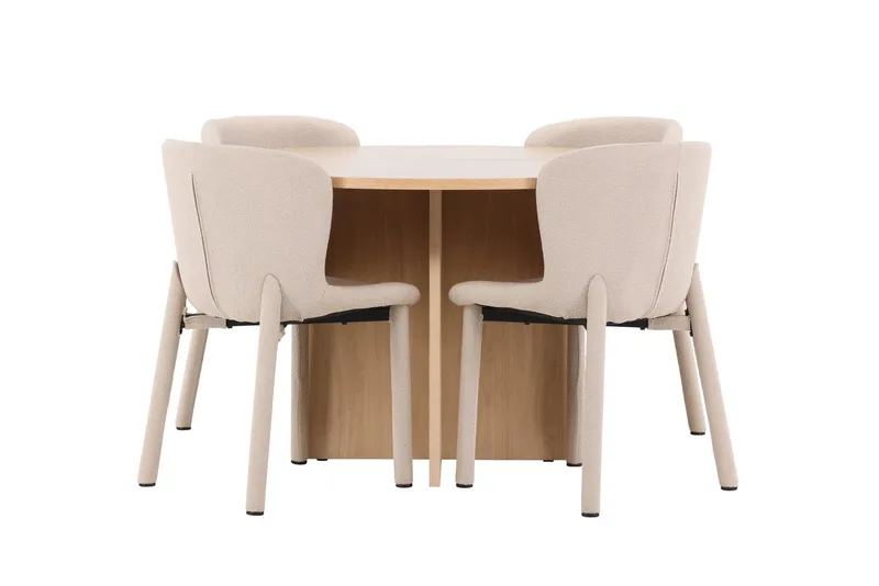 Oval matgrupp Venture Home Beige Vitputsad 4st - Møbler - Bord - Spisegrupper