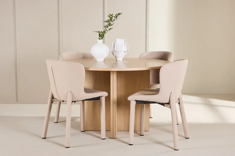 Oval matgrupp Venture Home Beige Vitputsad 4st