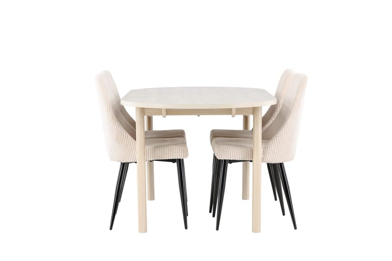 Oval matgrupp Venture Home Beige Vitputsad 4st - Møbler - Bord - Spisegrupper