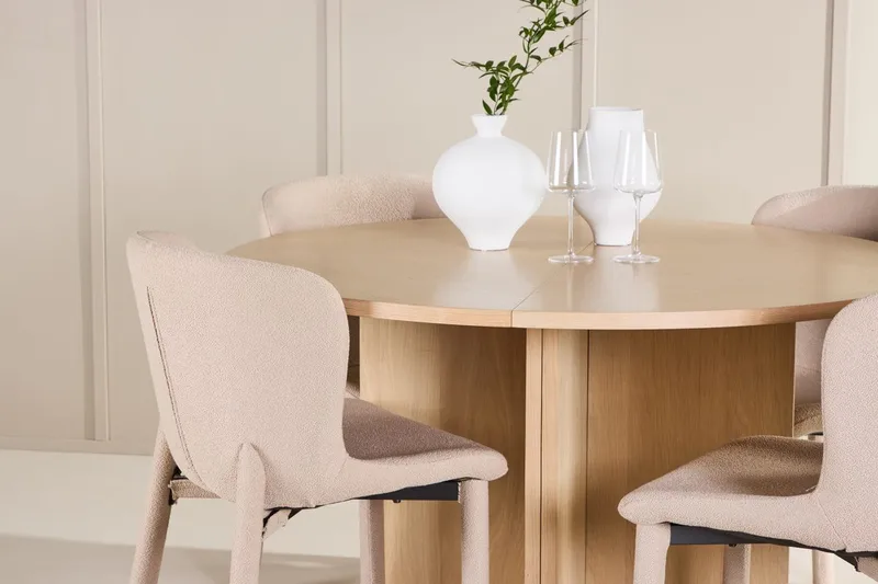 Oval matgrupp Venture Home Beige Vitputsad 4st - Møbler - Bord - Spisegrupper