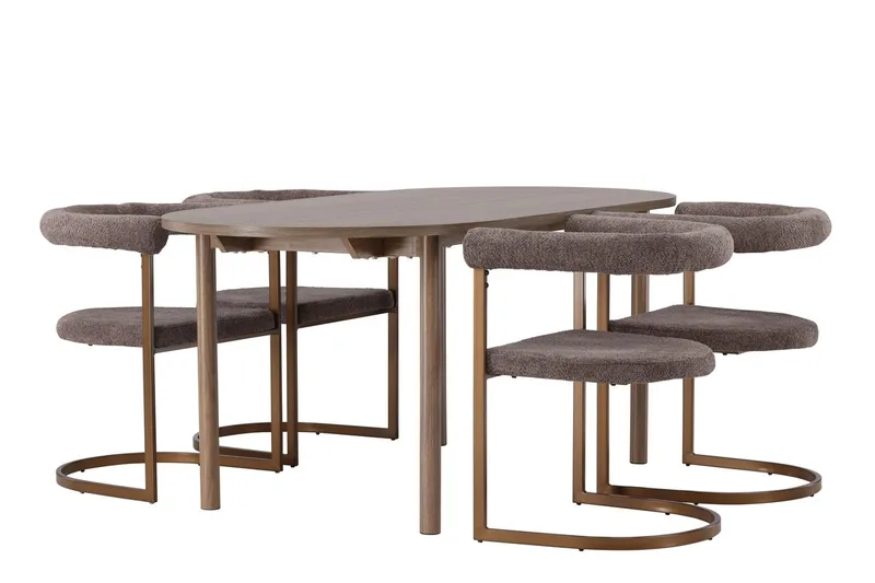 Oval matgrupp Venture Home Brun Natur 4st - Møbler - Bord - Spisegrupper
